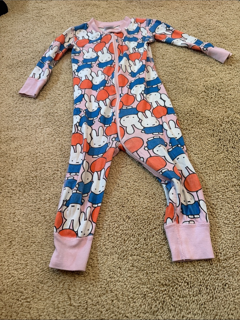 Hanna Andersson Pink Bunny “Miffy” Balloon Footed One-Piece - Picture 4 of 5